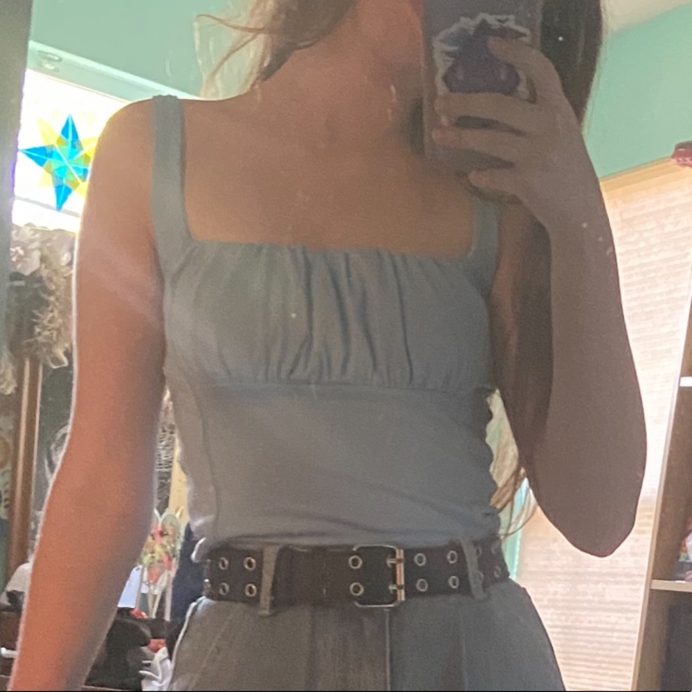 Ruched Tank Top (Baby-Blue)